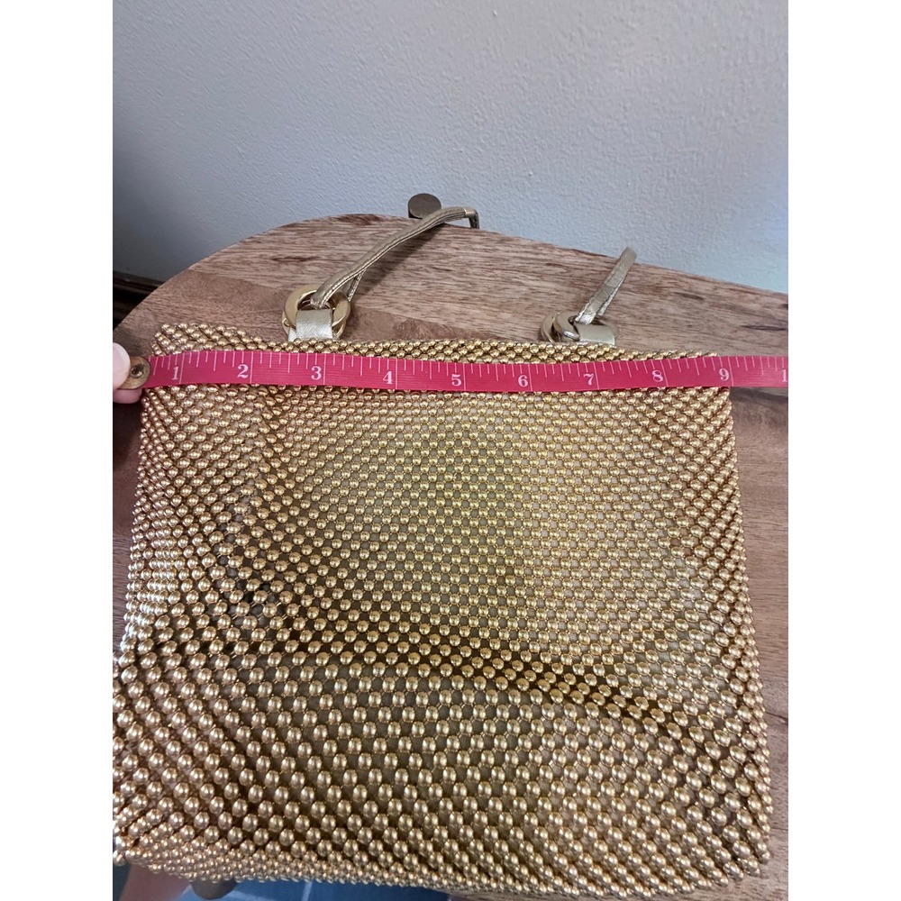 Vintage Bags by Marlo Gold Metal Mesh Evening Bag Metallic Shoulder Purse Retro - Picture 14 of 15